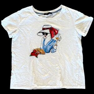 Jane and Delancey T Shirt Womens Medium girl Embroidered Graphic Short Sleeve